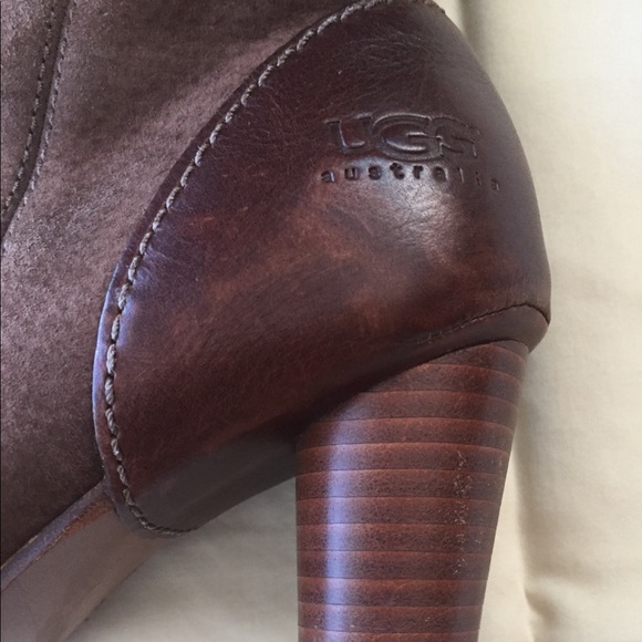 UGG Mid-Calf Suede & leather boots, wooden heel, 7 - Picture 10 of 14